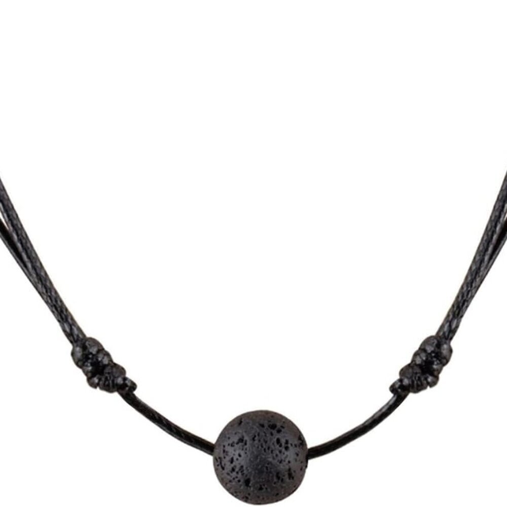 Lava Rock Stone Bead Triangle Pendant Necklace Essential Oil Diffuser Necklace A